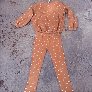 Rylee + Cru Brown Polka Dot Kids Matching Set
